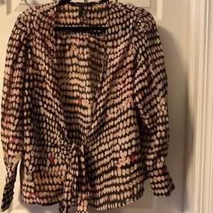 BCBGMaxAzria blouse. Very pretty, colorful, ties in front, or can wrap around.